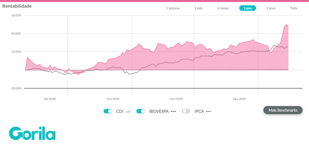 gráfico de rentabilidade avançada extraído do Gorila